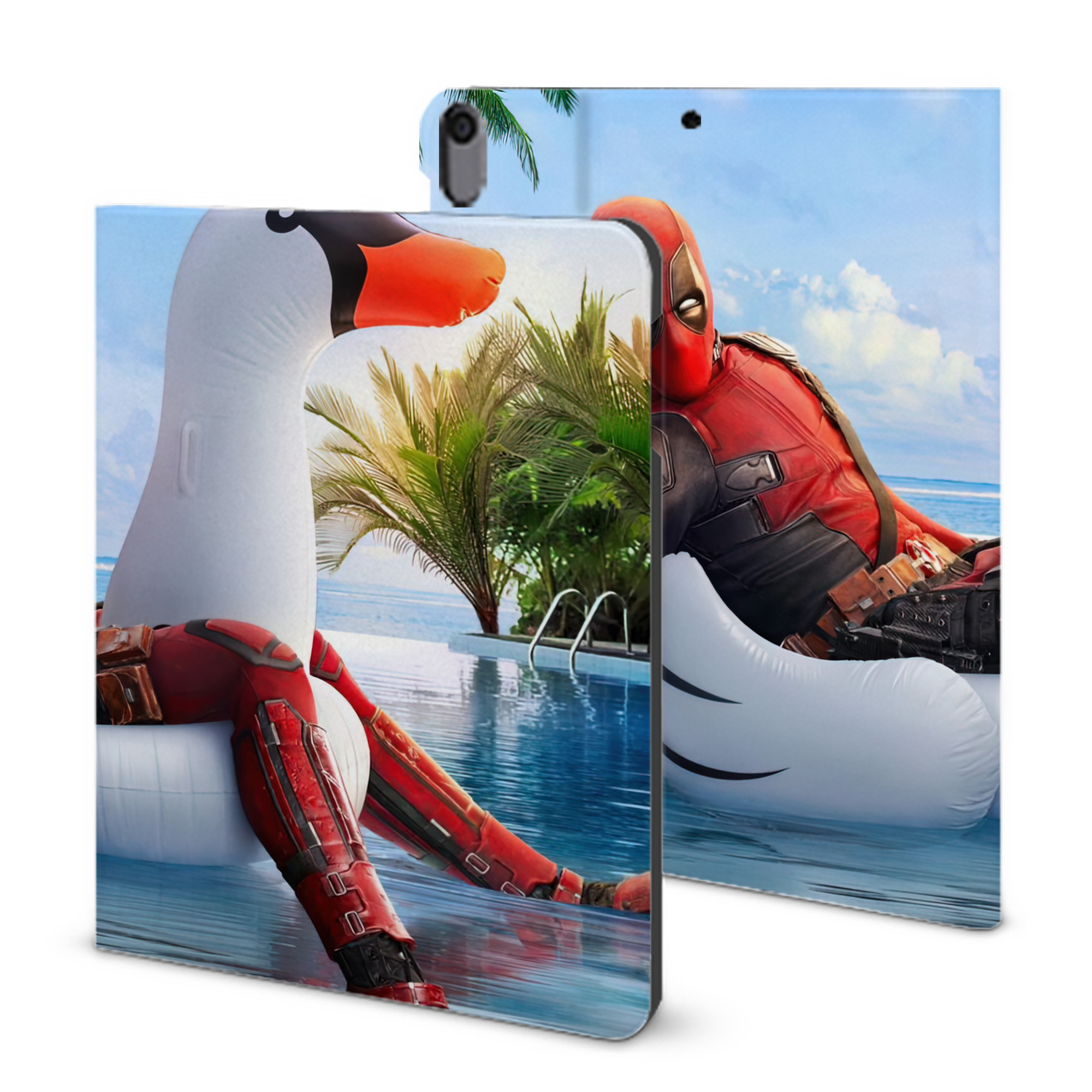 （画像用） Deadpool デッドプール IPad ケース ブック型 PUレザー TPU 耐衝撃 軽量 薄型 ペン収納なし 全面保護 IPad 各モデル対応